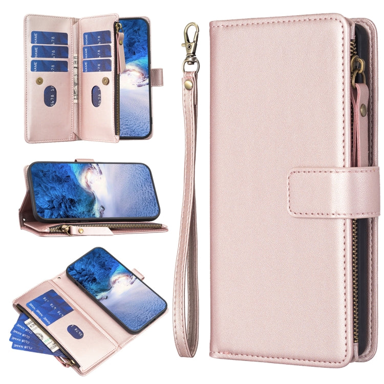 Custodia per telefono a conchiglia in pelle con portafoglio con cerniera a 9 slot per schede, For Realme C55, For Realme C53