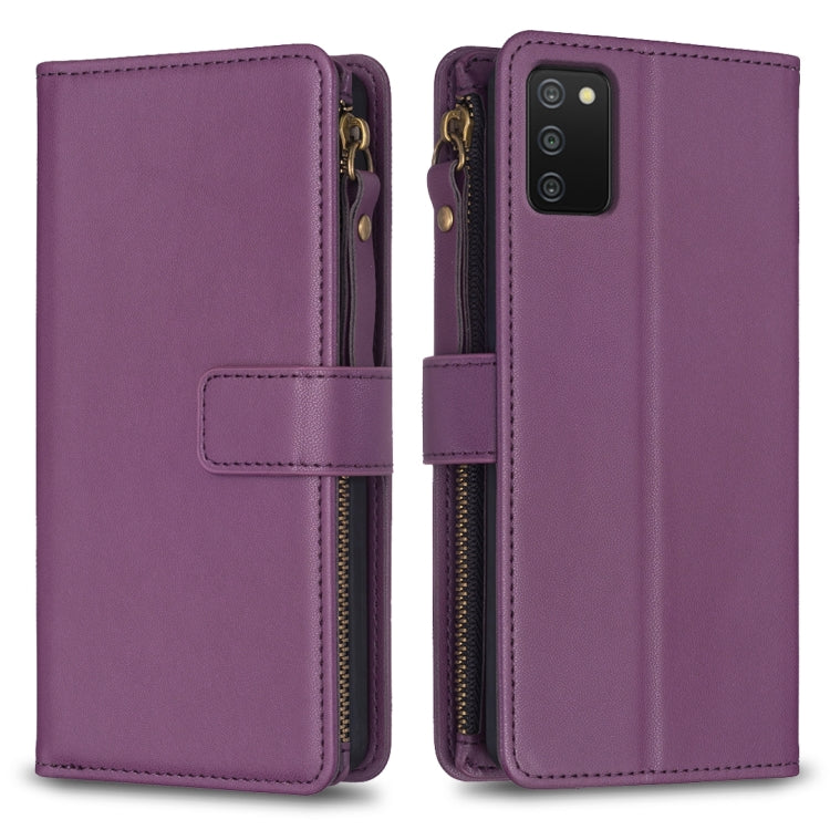 Custodia per telefono a conchiglia in pelle con portafoglio con cerniera a 9 slot per schede, For Samsung Galaxy S22+ 5G, For Samsung Galaxy S22 5G, For Samsung Galaxy A03s, For Samsung Galaxy A41