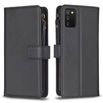 Custodia per telefono a conchiglia in pelle con portafoglio con cerniera a 9 slot per schede, For Samsung Galaxy S22+ 5G, For Samsung Galaxy S22 5G, For Samsung Galaxy A03s, For Samsung Galaxy A41