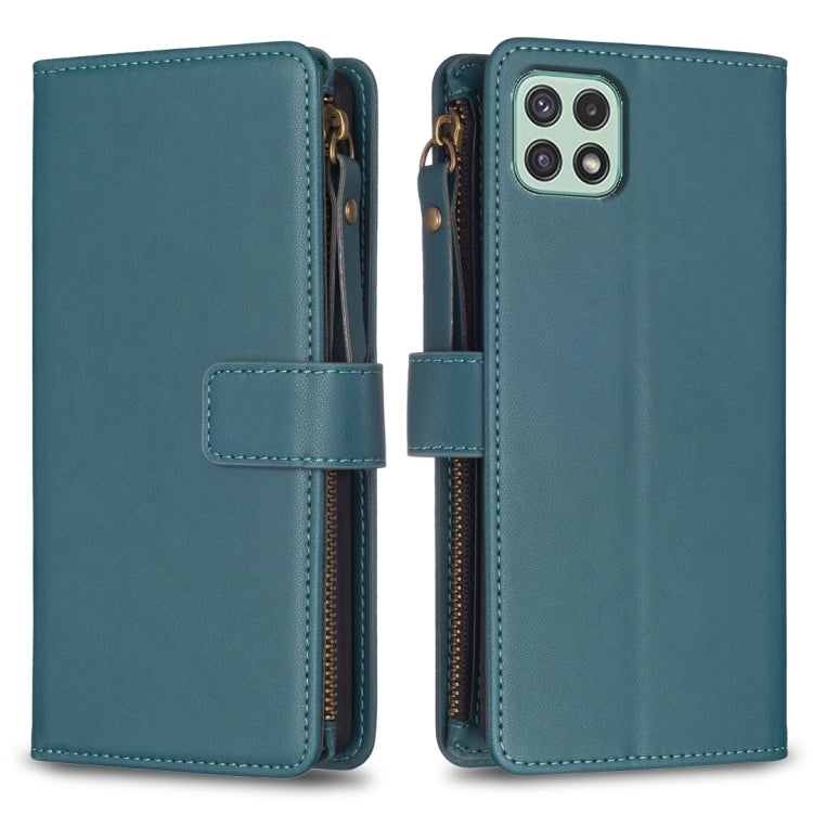 Custodia per telefono a conchiglia in pelle con portafoglio con cerniera a 9 slot per schede, For Samsung Galaxy A22 4G, For Samsung Galaxy A22 5G, For Samsung Galaxy S21 FE 5G, For Samsung Galaxy A23 4G