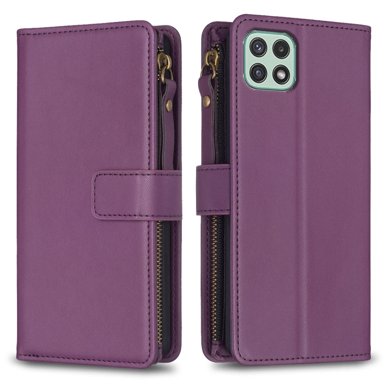Custodia per telefono a conchiglia in pelle con portafoglio con cerniera a 9 slot per schede, For Samsung Galaxy A22 4G, For Samsung Galaxy A22 5G, For Samsung Galaxy S21 FE 5G, For Samsung Galaxy A23 4G