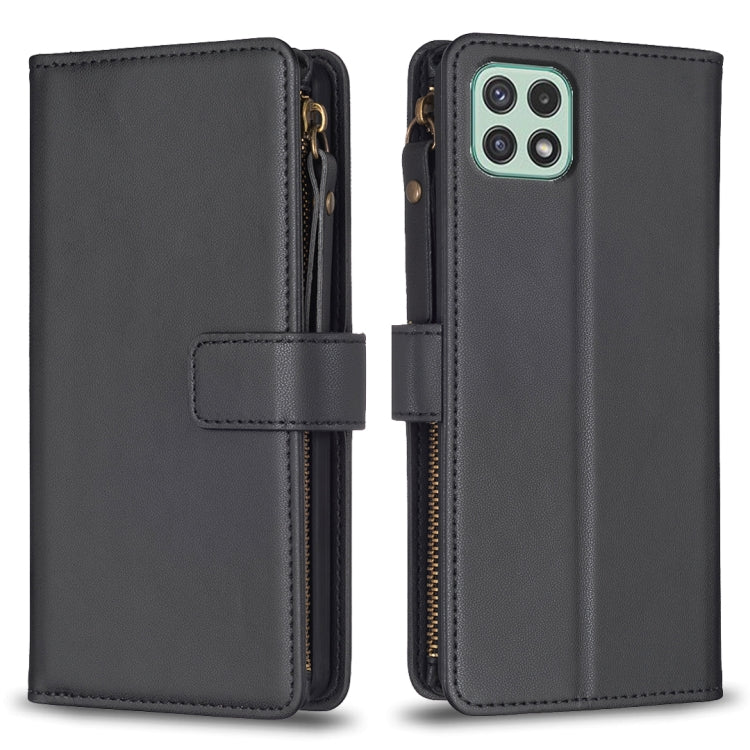 Custodia per telefono a conchiglia in pelle con portafoglio con cerniera a 9 slot per schede, For Samsung Galaxy A22 4G, For Samsung Galaxy A22 5G, For Samsung Galaxy S21 FE 5G, For Samsung Galaxy A23 4G