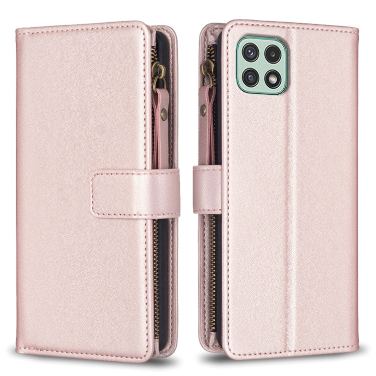 Custodia per telefono a conchiglia in pelle con portafoglio con cerniera a 9 slot per schede, For Samsung Galaxy A22 4G, For Samsung Galaxy A22 5G, For Samsung Galaxy S21 FE 5G, For Samsung Galaxy A23 4G