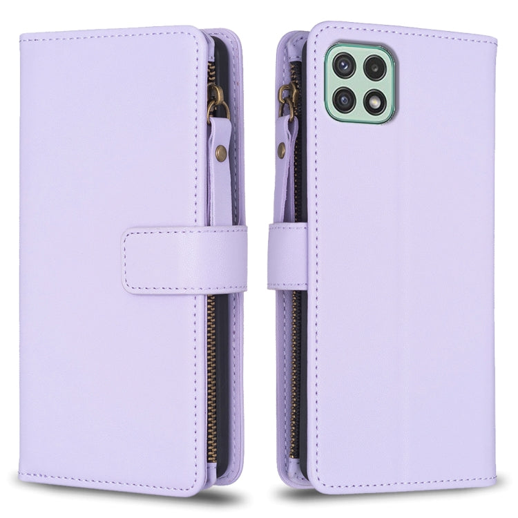 Custodia per telefono a conchiglia in pelle con portafoglio con cerniera a 9 slot per schede, For Samsung Galaxy A22 4G, For Samsung Galaxy A22 5G, For Samsung Galaxy S21 FE 5G, For Samsung Galaxy A23 4G