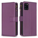 Custodia per telefono a conchiglia in pelle con portafoglio con cerniera a 9 slot per schede, For Samsung Galaxy A12, For Samsung Galaxy A42 5G, For Samsung Galaxy A31, For Samsung Galaxy S20 Ultra