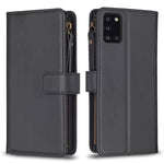 Custodia per telefono a conchiglia in pelle con portafoglio con cerniera a 9 slot per schede, For Samsung Galaxy A12, For Samsung Galaxy A42 5G, For Samsung Galaxy A31, For Samsung Galaxy S20 Ultra