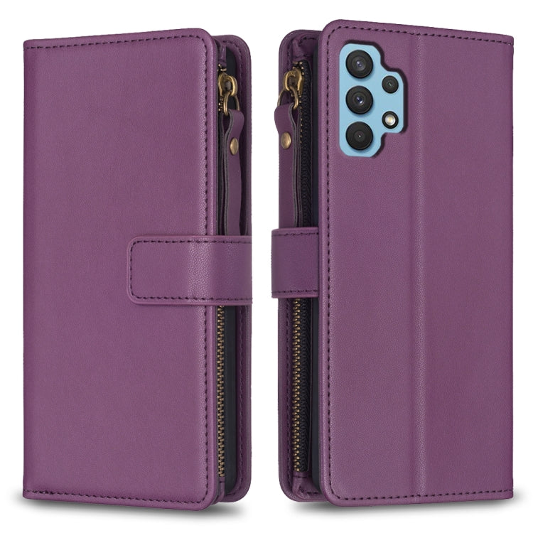 Custodia per telefono a conchiglia in pelle con portafoglio con cerniera a 9 slot per schede, For Samsung Galaxy A32 4G, For Samsung Galaxy A72, For Samsung Galaxy A52, For Samsung Galaxy A53