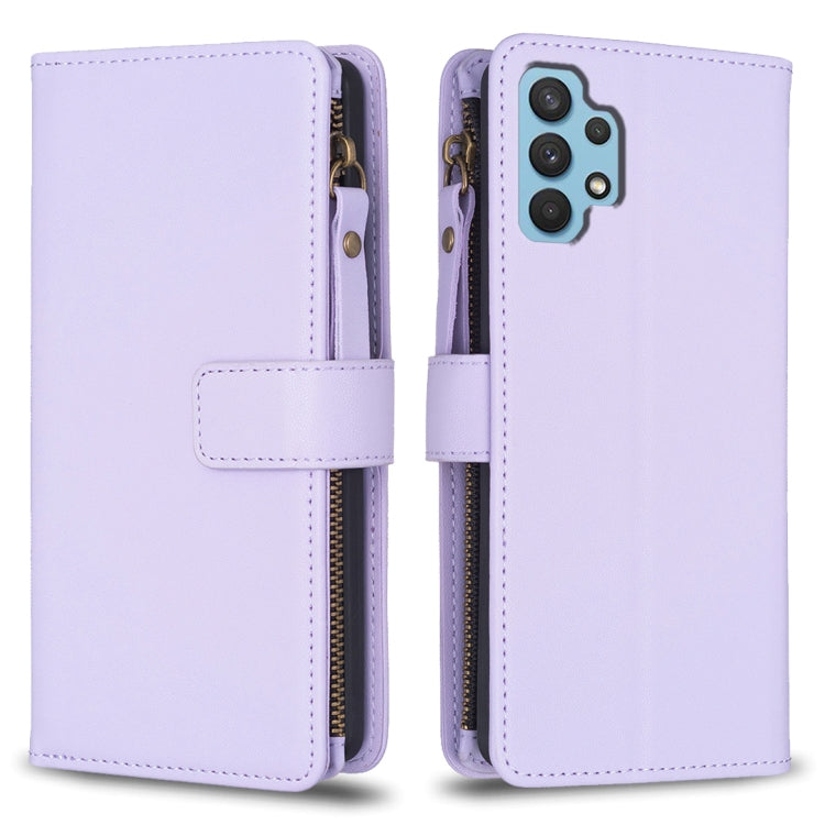 Custodia per telefono a conchiglia in pelle con portafoglio con cerniera a 9 slot per schede, For Samsung Galaxy A32 4G, For Samsung Galaxy A72, For Samsung Galaxy A52, For Samsung Galaxy A53