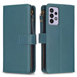 Custodia per telefono a conchiglia in pelle con portafoglio con cerniera a 9 slot per schede, For Samsung Galaxy A73 5G, For Samsung Galaxy A33, For Samsung Galaxy A13, For Samsung Galaxy S22 Ultra 5G