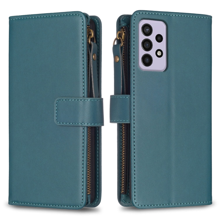 Custodia per telefono a conchiglia in pelle con portafoglio con cerniera a 9 slot per schede, For Samsung Galaxy A73 5G, For Samsung Galaxy A33, For Samsung Galaxy A13, For Samsung Galaxy S22 Ultra 5G