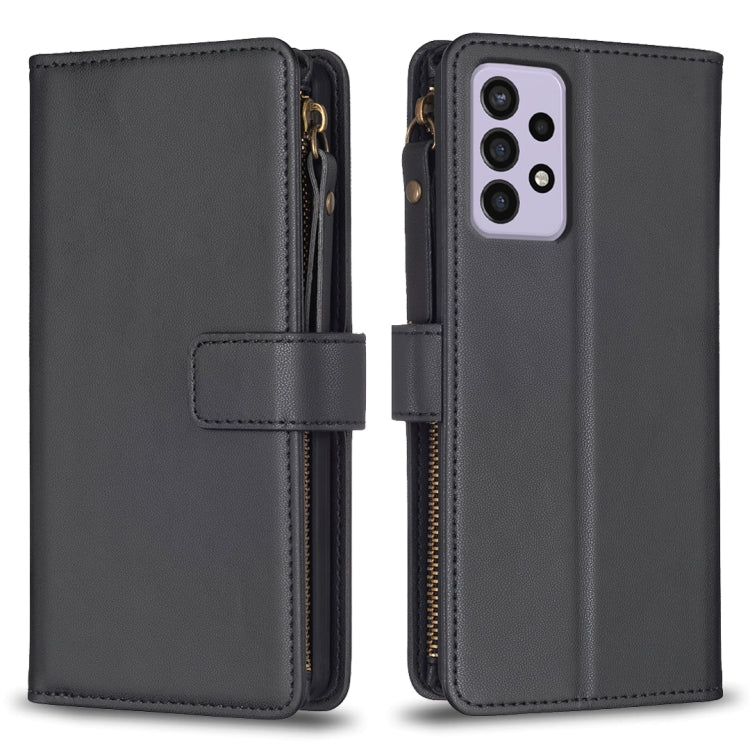 Custodia per telefono a conchiglia in pelle con portafoglio con cerniera a 9 slot per schede, For Samsung Galaxy A73 5G, For Samsung Galaxy A33, For Samsung Galaxy A13, For Samsung Galaxy S22 Ultra 5G