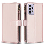 Custodia per telefono a conchiglia in pelle con portafoglio con cerniera a 9 slot per schede, For Samsung Galaxy A73 5G, For Samsung Galaxy A33, For Samsung Galaxy A13, For Samsung Galaxy S22 Ultra 5G