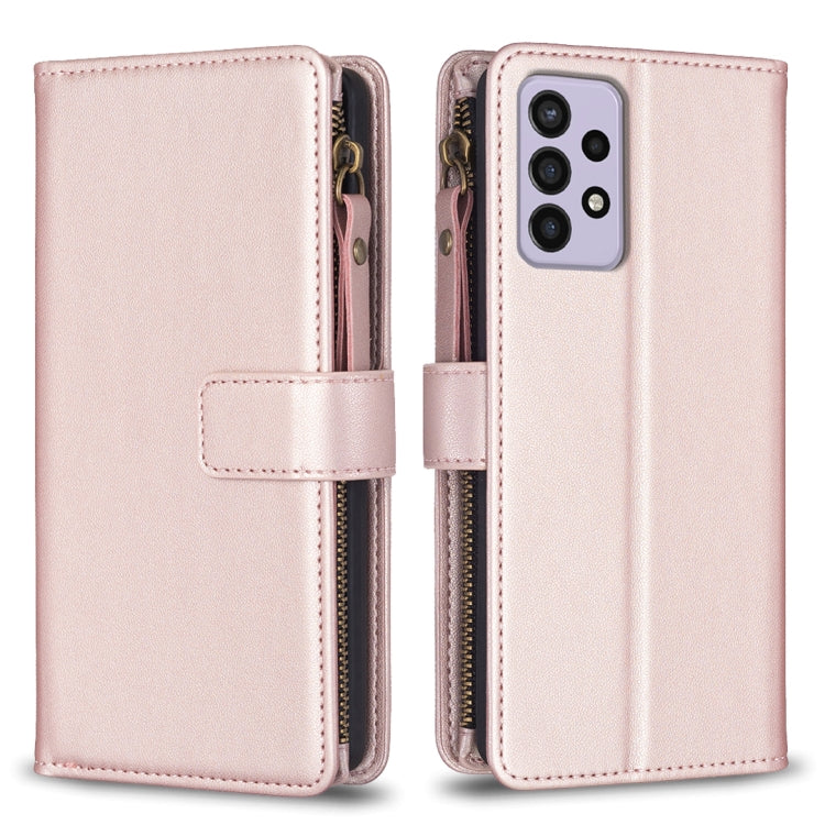 Custodia per telefono a conchiglia in pelle con portafoglio con cerniera a 9 slot per schede, For Samsung Galaxy A73 5G, For Samsung Galaxy A33, For Samsung Galaxy A13, For Samsung Galaxy S22 Ultra 5G