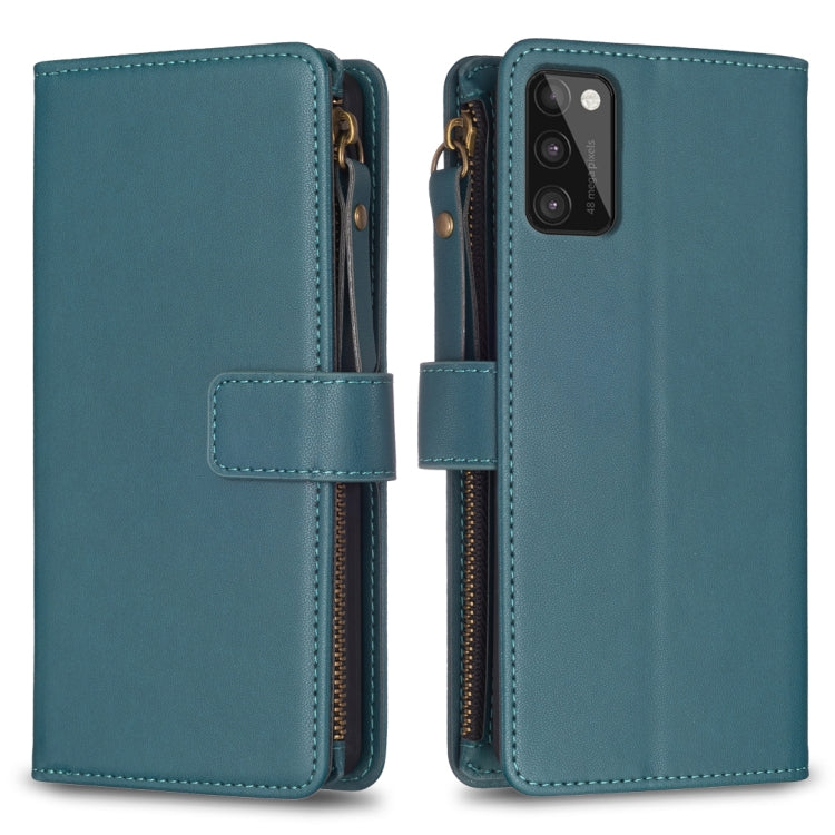 Custodia per telefono a conchiglia in pelle con portafoglio con cerniera a 9 slot per schede, For Samsung Galaxy S22+ 5G, For Samsung Galaxy S22 5G, For Samsung Galaxy A03s, For Samsung Galaxy A41