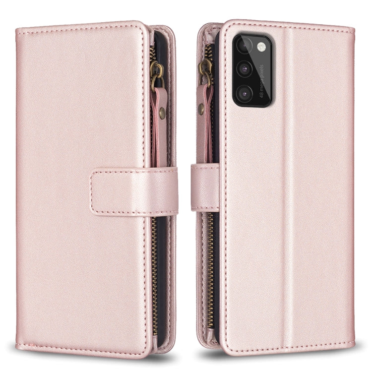 Custodia per telefono a conchiglia in pelle con portafoglio con cerniera a 9 slot per schede, For Samsung Galaxy S22+ 5G, For Samsung Galaxy S22 5G, For Samsung Galaxy A03s, For Samsung Galaxy A41