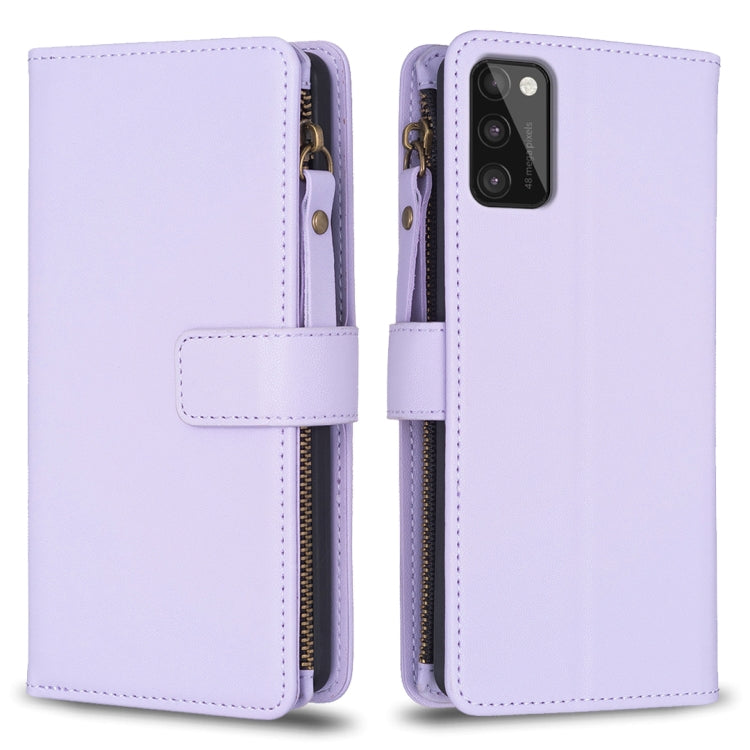 Custodia per telefono a conchiglia in pelle con portafoglio con cerniera a 9 slot per schede, For Samsung Galaxy S22+ 5G, For Samsung Galaxy S22 5G, For Samsung Galaxy A03s, For Samsung Galaxy A41