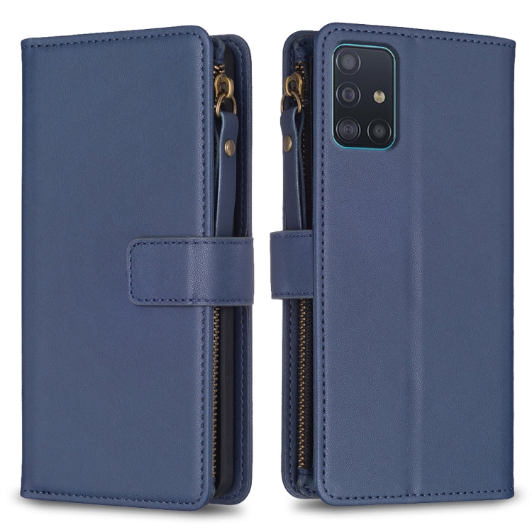 Custodia per telefono a conchiglia in pelle con portafoglio con cerniera a 9 slot per schede, For Samsung Galaxy S20, For Samsung Galaxy S20+, For Samsung Galaxy A71 4G, For Samsung Galaxy A51 4G