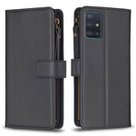 Custodia per telefono a conchiglia in pelle con portafoglio con cerniera a 9 slot per schede, For Samsung Galaxy S20, For Samsung Galaxy S20+, For Samsung Galaxy A71 4G, For Samsung Galaxy A51 4G