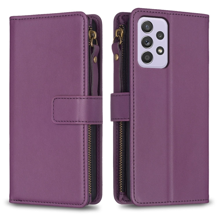 Custodia per telefono a conchiglia in pelle con portafoglio con cerniera a 9 slot per schede, For Samsung Galaxy A32 4G, For Samsung Galaxy A72, For Samsung Galaxy A52, For Samsung Galaxy A53