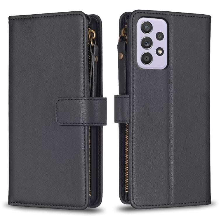 Custodia per telefono a conchiglia in pelle con portafoglio con cerniera a 9 slot per schede, For Samsung Galaxy A32 4G, For Samsung Galaxy A72, For Samsung Galaxy A52, For Samsung Galaxy A53