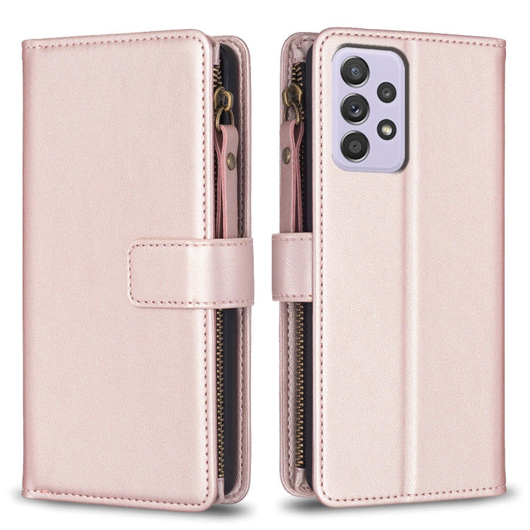 Custodia per telefono a conchiglia in pelle con portafoglio con cerniera a 9 slot per schede, For Samsung Galaxy A32 4G, For Samsung Galaxy A72, For Samsung Galaxy A52, For Samsung Galaxy A53
