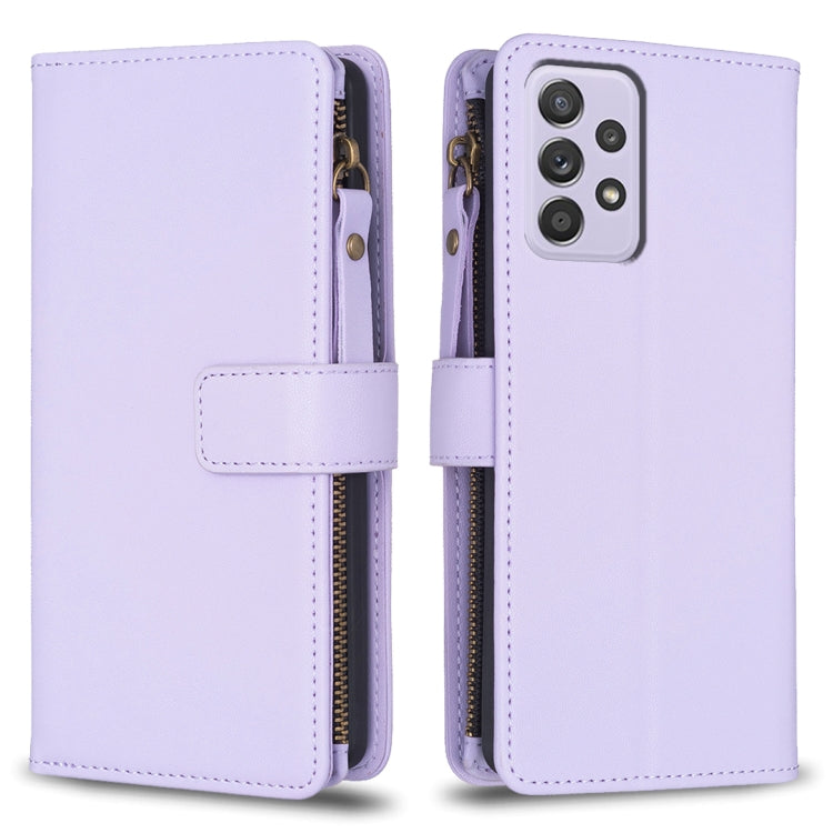Custodia per telefono a conchiglia in pelle con portafoglio con cerniera a 9 slot per schede, For Samsung Galaxy A32 4G, For Samsung Galaxy A72, For Samsung Galaxy A52, For Samsung Galaxy A53