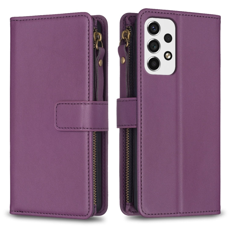 Custodia per telefono a conchiglia in pelle con portafoglio con cerniera a 9 slot per schede, For Samsung Galaxy A32 4G, For Samsung Galaxy A72, For Samsung Galaxy A52, For Samsung Galaxy A53