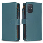 Custodia per telefono a conchiglia in pelle con portafoglio con cerniera a 9 slot per schede, For Samsung Galaxy S20, For Samsung Galaxy S20+, For Samsung Galaxy A71 4G, For Samsung Galaxy A51 4G