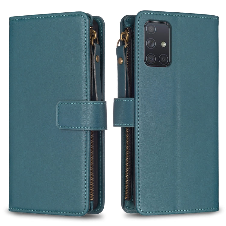 Custodia per telefono a conchiglia in pelle con portafoglio con cerniera a 9 slot per schede, For Samsung Galaxy S20, For Samsung Galaxy S20+, For Samsung Galaxy A71 4G, For Samsung Galaxy A51 4G