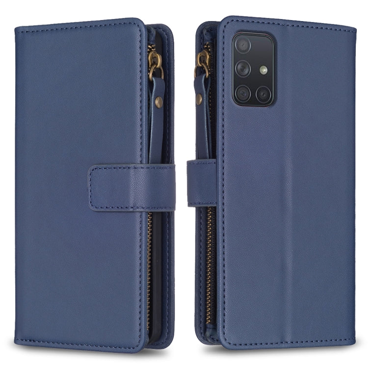 Custodia per telefono a conchiglia in pelle con portafoglio con cerniera a 9 slot per schede, For Samsung Galaxy S20, For Samsung Galaxy S20+, For Samsung Galaxy A71 4G, For Samsung Galaxy A51 4G