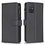 Custodia per telefono a conchiglia in pelle con portafoglio con cerniera a 9 slot per schede, For Samsung Galaxy S20, For Samsung Galaxy S20+, For Samsung Galaxy A71 4G, For Samsung Galaxy A51 4G