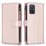 Custodia per telefono a conchiglia in pelle con portafoglio con cerniera a 9 slot per schede, For Samsung Galaxy S20, For Samsung Galaxy S20+, For Samsung Galaxy A71 4G, For Samsung Galaxy A51 4G