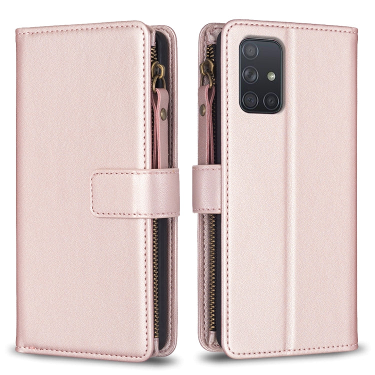 Custodia per telefono a conchiglia in pelle con portafoglio con cerniera a 9 slot per schede, For Samsung Galaxy S20, For Samsung Galaxy S20+, For Samsung Galaxy A71 4G, For Samsung Galaxy A51 4G