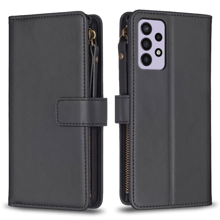 Custodia per telefono a conchiglia in pelle con portafoglio con cerniera a 9 slot per schede, For Samsung Galaxy A32 4G, For Samsung Galaxy A72, For Samsung Galaxy A52, For Samsung Galaxy A53