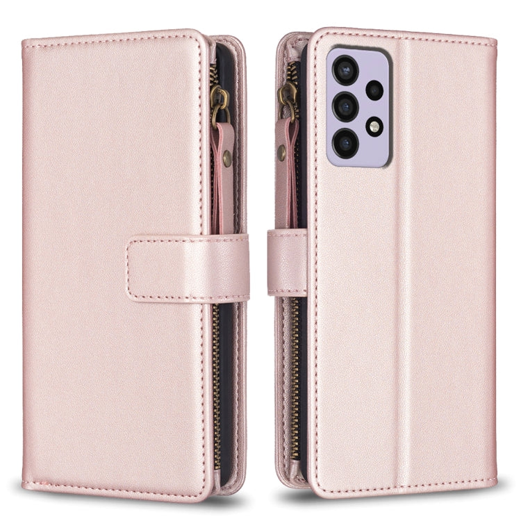 Custodia per telefono a conchiglia in pelle con portafoglio con cerniera a 9 slot per schede, For Samsung Galaxy A32 4G, For Samsung Galaxy A72, For Samsung Galaxy A52, For Samsung Galaxy A53