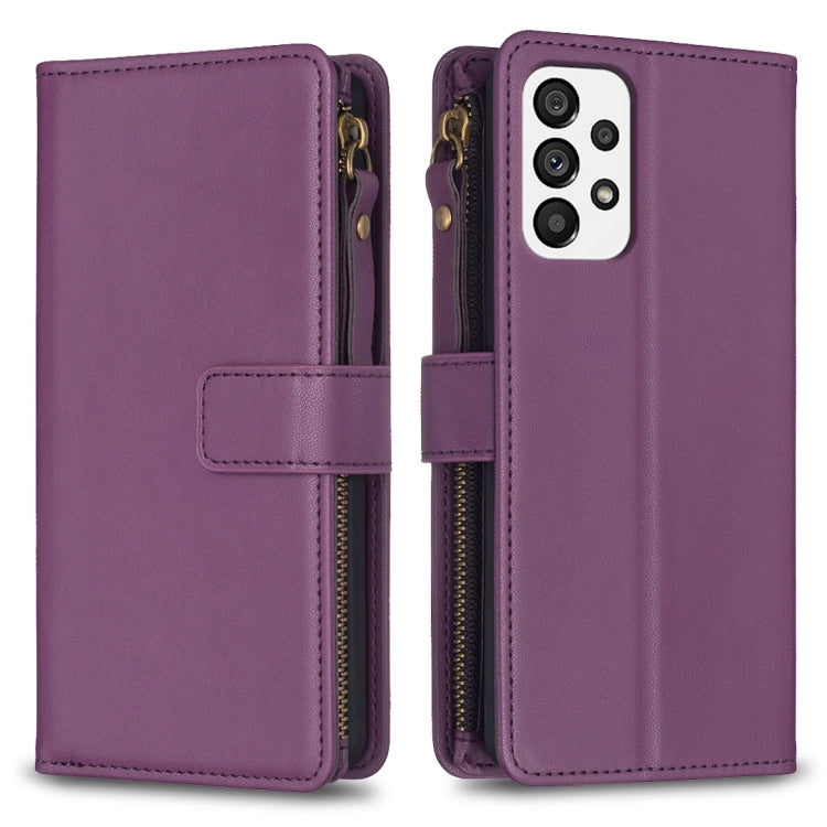Custodia per telefono a conchiglia in pelle con portafoglio con cerniera a 9 slot per schede, For Samsung Galaxy A73 5G, For Samsung Galaxy A33, For Samsung Galaxy A13, For Samsung Galaxy S22 Ultra 5G