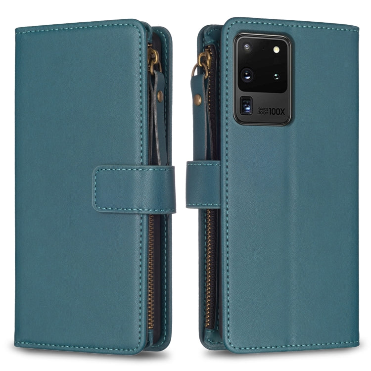 Custodia per telefono a conchiglia in pelle con portafoglio con cerniera a 9 slot per schede, For Samsung Galaxy A12, For Samsung Galaxy A42 5G, For Samsung Galaxy A31, For Samsung Galaxy S20 Ultra