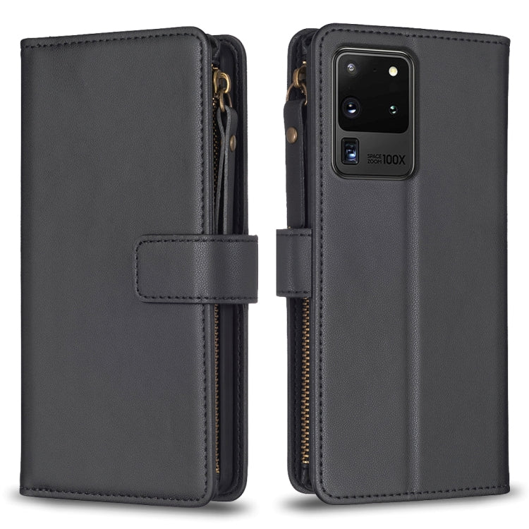 Custodia per telefono a conchiglia in pelle con portafoglio con cerniera a 9 slot per schede, For Samsung Galaxy A12, For Samsung Galaxy A42 5G, For Samsung Galaxy A31, For Samsung Galaxy S20 Ultra