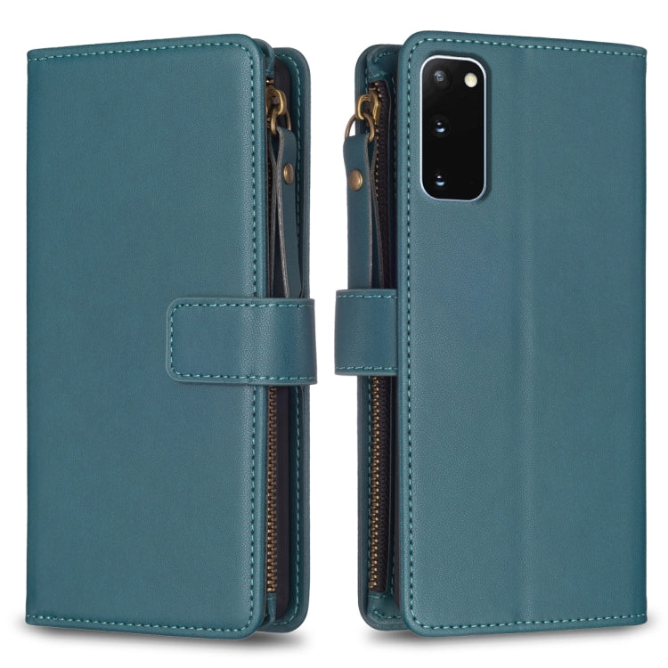 Custodia per telefono a conchiglia in pelle con portafoglio con cerniera a 9 slot per schede, For Samsung Galaxy S20, For Samsung Galaxy S20+, For Samsung Galaxy A71 4G, For Samsung Galaxy A51 4G