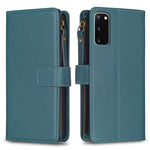 Custodia per telefono a conchiglia in pelle con portafoglio con cerniera a 9 slot per schede, For Samsung Galaxy S20, For Samsung Galaxy S20+, For Samsung Galaxy A71 4G, For Samsung Galaxy A51 4G