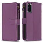 Custodia per telefono a conchiglia in pelle con portafoglio con cerniera a 9 slot per schede, For Samsung Galaxy S20, For Samsung Galaxy S20+, For Samsung Galaxy A71 4G, For Samsung Galaxy A51 4G