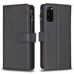 Custodia per telefono a conchiglia in pelle con portafoglio con cerniera a 9 slot per schede, For Samsung Galaxy S20, For Samsung Galaxy S20+, For Samsung Galaxy A71 4G, For Samsung Galaxy A51 4G