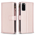 Custodia per telefono a conchiglia in pelle con portafoglio con cerniera a 9 slot per schede, For Samsung Galaxy S20, For Samsung Galaxy S20+, For Samsung Galaxy A71 4G, For Samsung Galaxy A51 4G