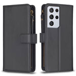 Custodia per telefono a conchiglia in pelle con portafoglio con cerniera a 9 slot per schede, For Samsung Galaxy A32 5G, For Samsung Galaxy S21 5G, For Samsung Galaxy S21+ 5G, For Samsung Galaxy S21 Ultra 5G