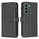 Custodia per telefono a conchiglia in pelle con portafoglio con cerniera a 9 slot per schede, For Samsung Galaxy S22+ 5G, For Samsung Galaxy S22 5G, For Samsung Galaxy A03s, For Samsung Galaxy A41