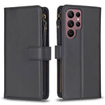Custodia per telefono a conchiglia in pelle con portafoglio con cerniera a 9 slot per schede, For Samsung Galaxy A73 5G, For Samsung Galaxy A33, For Samsung Galaxy A13, For Samsung Galaxy S22 Ultra 5G
