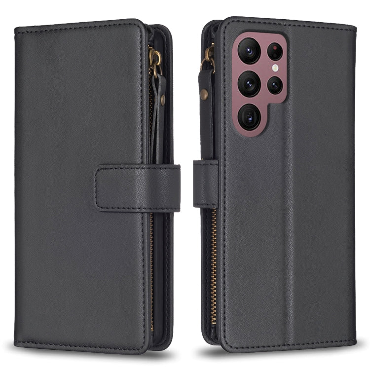 Custodia per telefono a conchiglia in pelle con portafoglio con cerniera a 9 slot per schede, For Samsung Galaxy A73 5G, For Samsung Galaxy A33, For Samsung Galaxy A13, For Samsung Galaxy S22 Ultra 5G
