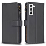 Custodia per telefono a conchiglia in pelle con portafoglio con cerniera a 9 slot per schede, For Samsung Galaxy S22+ 5G, For Samsung Galaxy S22 5G, For Samsung Galaxy A03s, For Samsung Galaxy A41