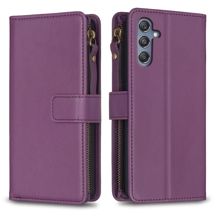 Custodia per telefono a conchiglia in pelle con portafoglio con cerniera a 9 slot per schede, For Samsung Galaxy A24 4G, For Samsung Galaxy A25 5G, For Samsung Galaxy M34 5G, For Samsung Galaxy A15