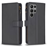 Custodia per telefono a conchiglia in pelle con portafoglio con cerniera a 9 slot per schede, For Samsung Galaxy S24 Ultra 5G, For Samsung Galaxy A35, For Samsung Galaxy A55, For Samsung Galaxy A14